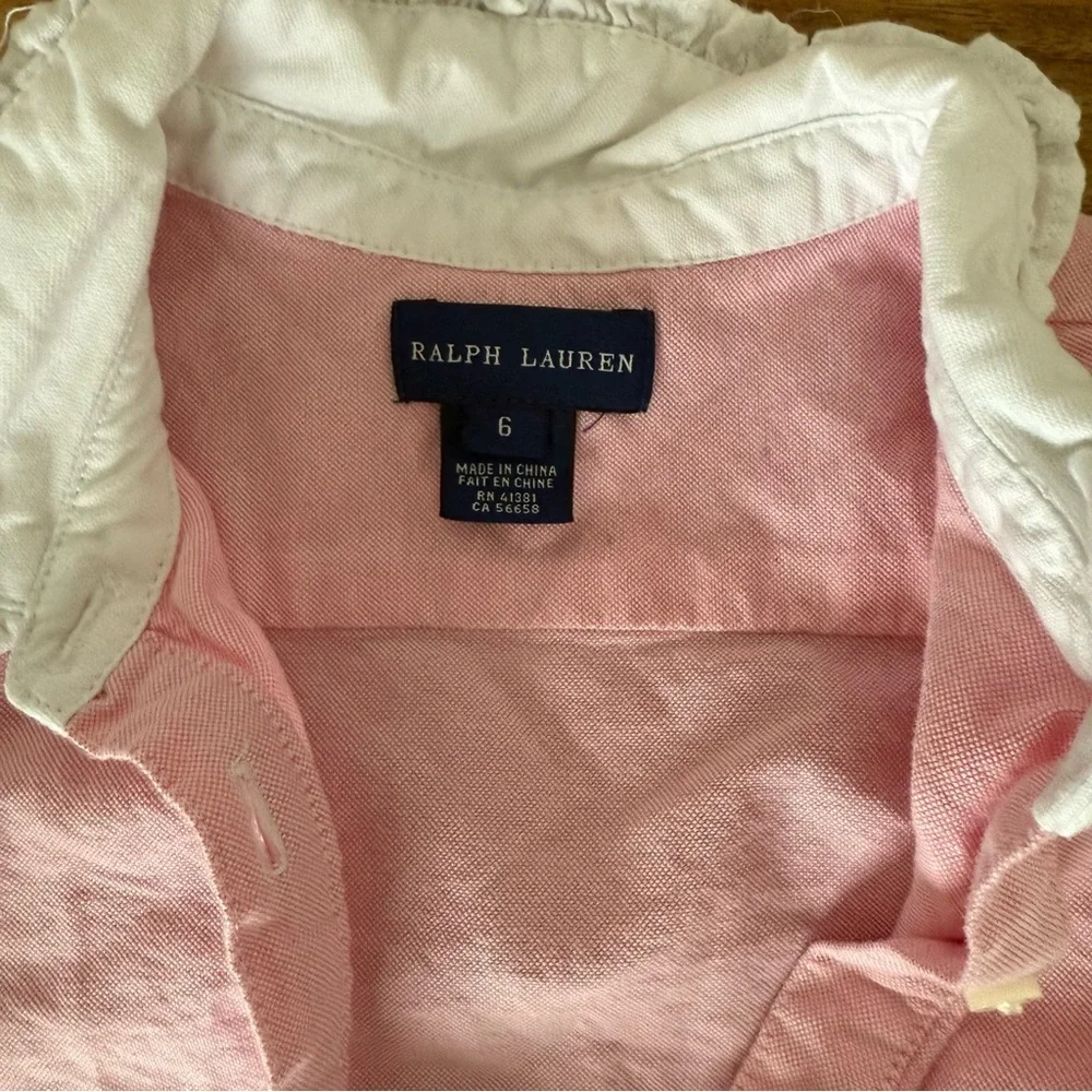 Polo Ralph Lauren Girl SZ 6 Tiered Ruffle Bottom Shirt dress Preppy Classic Pony